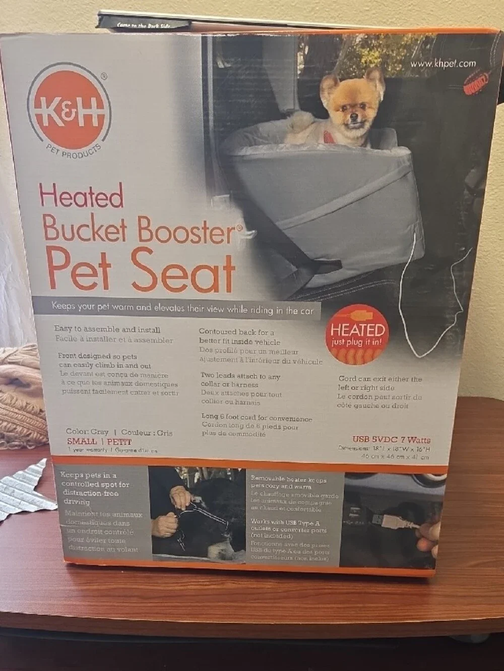 Heated Bucket Booster Pet Seat - Gray 18x18x16